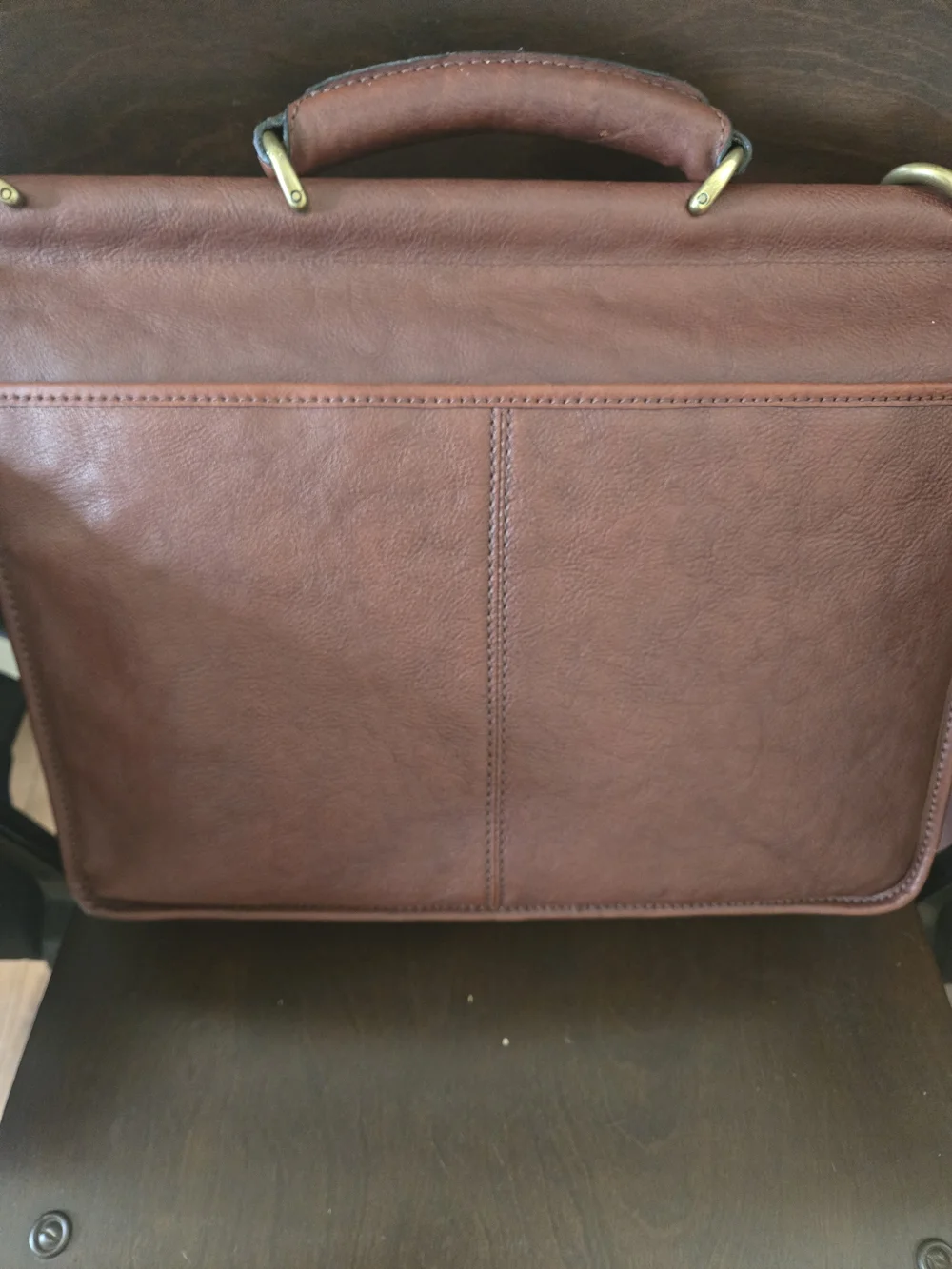 Vintage Timberland Chestnut Brown Leather Briefcase with Brass Buckle